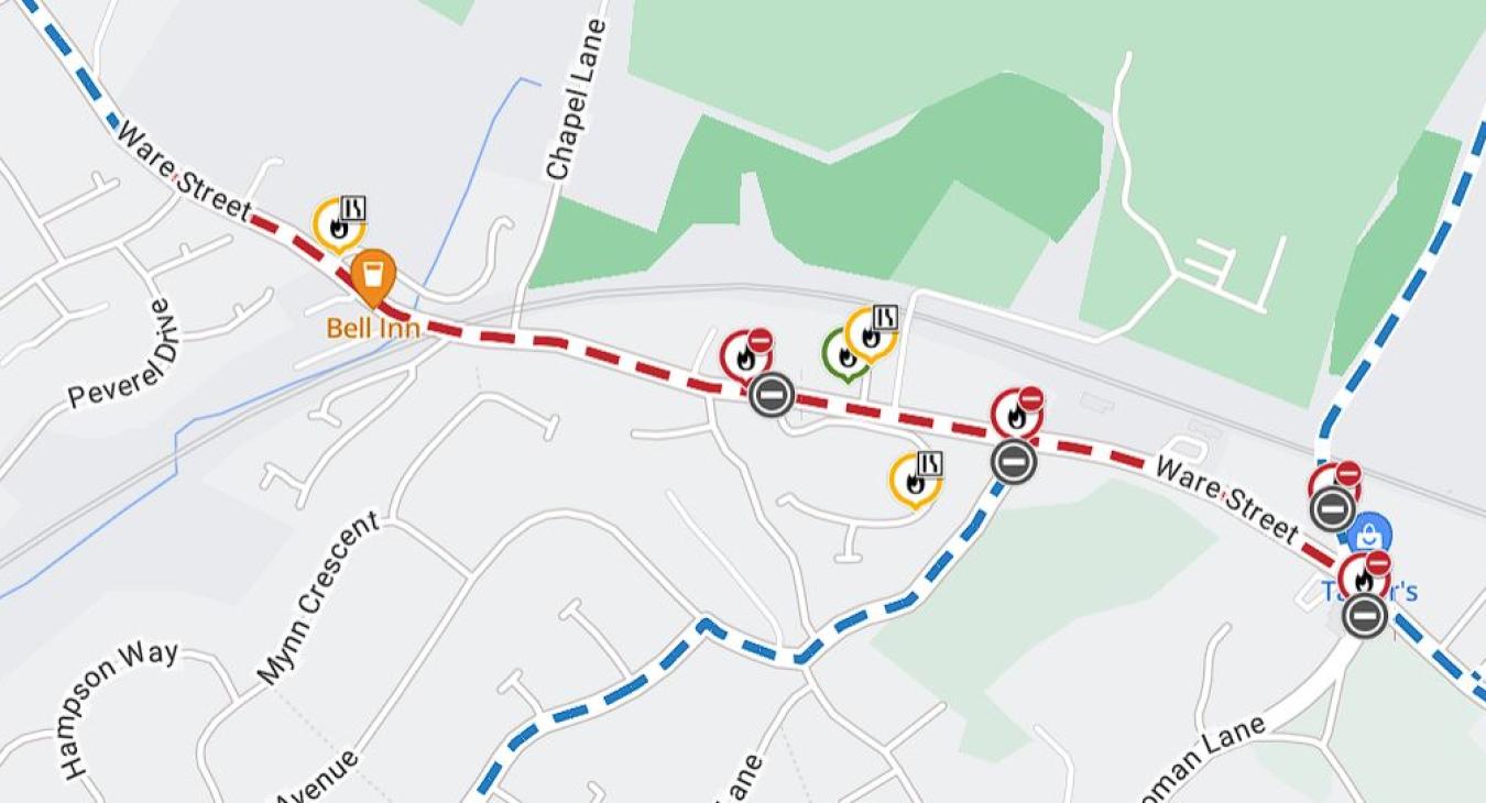 bearsted road works Weavering Street